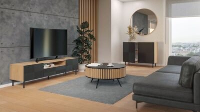 Dressoir KAMA 2D – Zwart / Artisan eiken