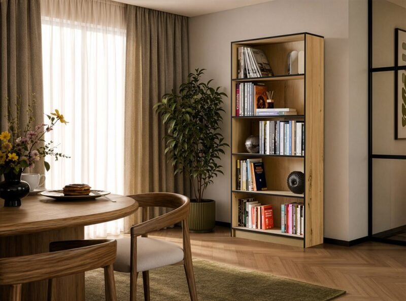 1 Rek R80 – Artisan eiken / Zwart – 5 planken