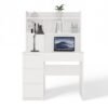 1 Bureau MIJAS – Mat wit / Wit – 4 laden – 4 planken – links – met opzetstuk