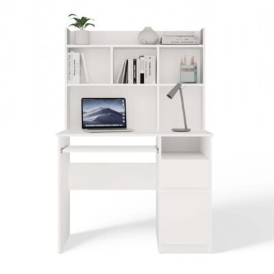 Bureau PORTO – Mat wit / Wit – rechts – met opzetstuk