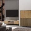 Vitrinekast KAMARO 4DK SLIM/GADKI – Artisan eiken – 4 deuren – geribbeld front
