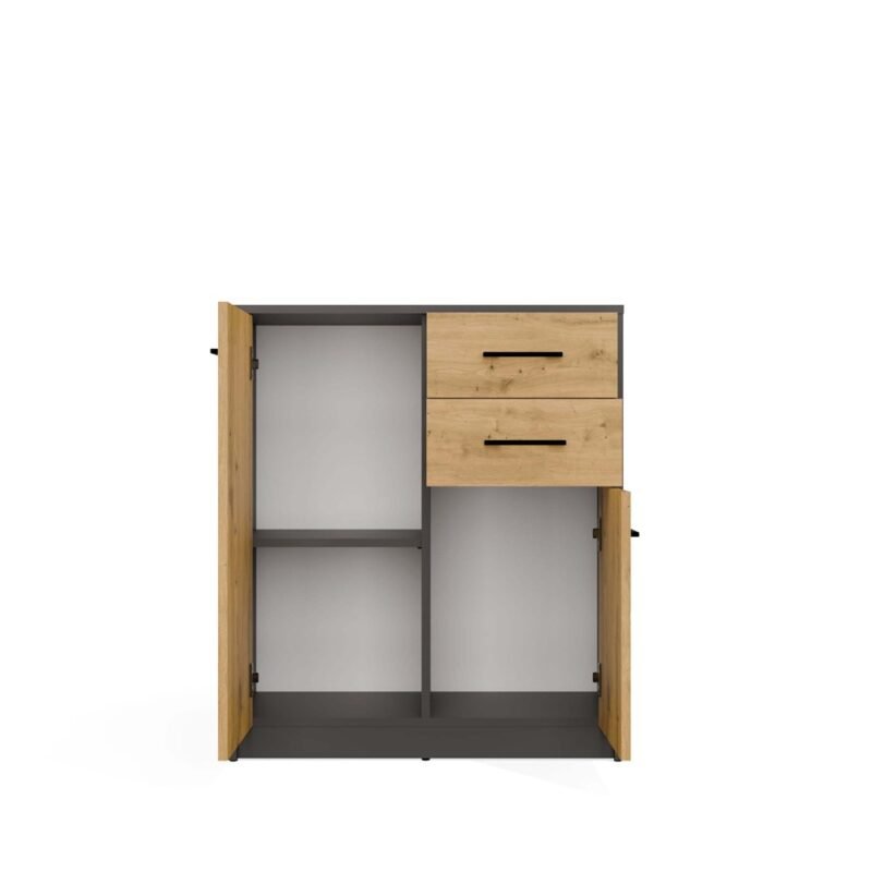Dressoir SIMPLO 2D2S – Artisan eiken / Antraciet – 2 laden – 2 deuren