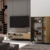 14 Vitrinekast KAMARO 2DD SLIM/GADKI – Artisan eiken – geribbeld front