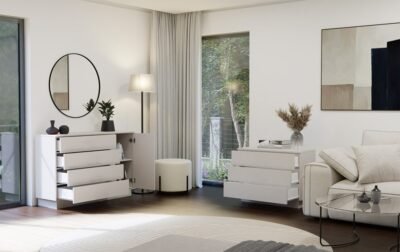 Dressoir AMBER 1D4S – Kasjmier beige – 4 laden – 1 deur