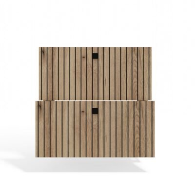 18 Wastafelmeubel TIGO 60 2S – Evoke eiken – 2 laden – hangend – geribbeld front – met wastafel