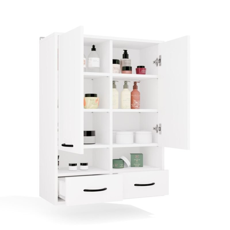 184 Badkamerkast NINA W2D2P2S – 2 laden – 2 deuren – 8 planken – hangend