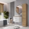 Wastafelmeubel NEL 60 – Artisan eiken / Wit – 2 laden – hangend – met wastafel