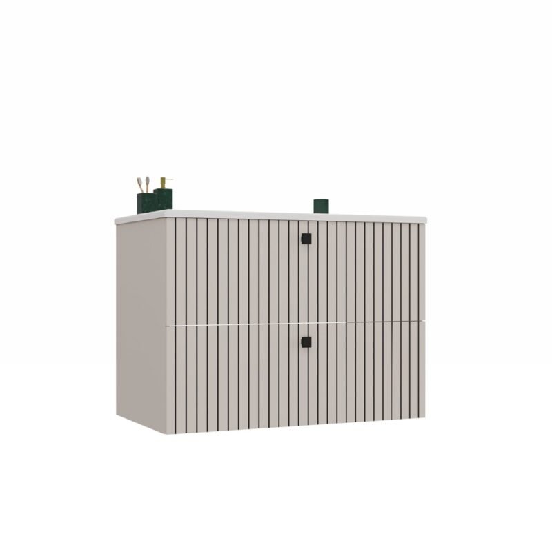 19 Wastafelmeubel TIGO 80 2S – Kasjmier – geribbeld front – met wastafel