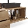 1D2S8 Wastafelmeubel TIGO 1D2S – 140 cm – Evoke eiken – 2 laden – hangend – geribbeld front – met wastafel