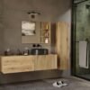 1D2SWIZUALIZACJA4 Wastafelmeubel TIGO 1D2S – 140 cm – Evoke eiken – 2 laden – hangend – geribbeld front – met wastafel
