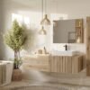 Badkamerkast TIGO 1D – Evoke eiken – hangend – geribbeld front