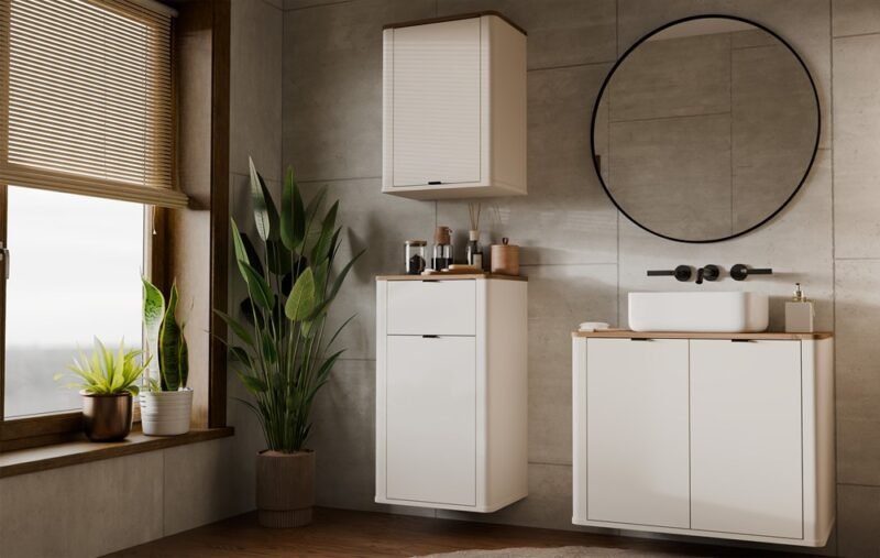 Badkamerkast CORDOBA 1D – Castello eiken / Kasjmier – 2 planken – hangend