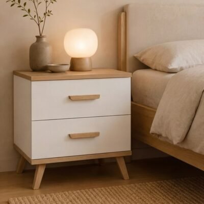 Nachtkastje OLYMPO 2S – Artisan eiken / Wit – 2 laden