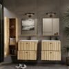 Badkamerkast TIGO 1D – Evoke eiken – hangend – geribbeld front