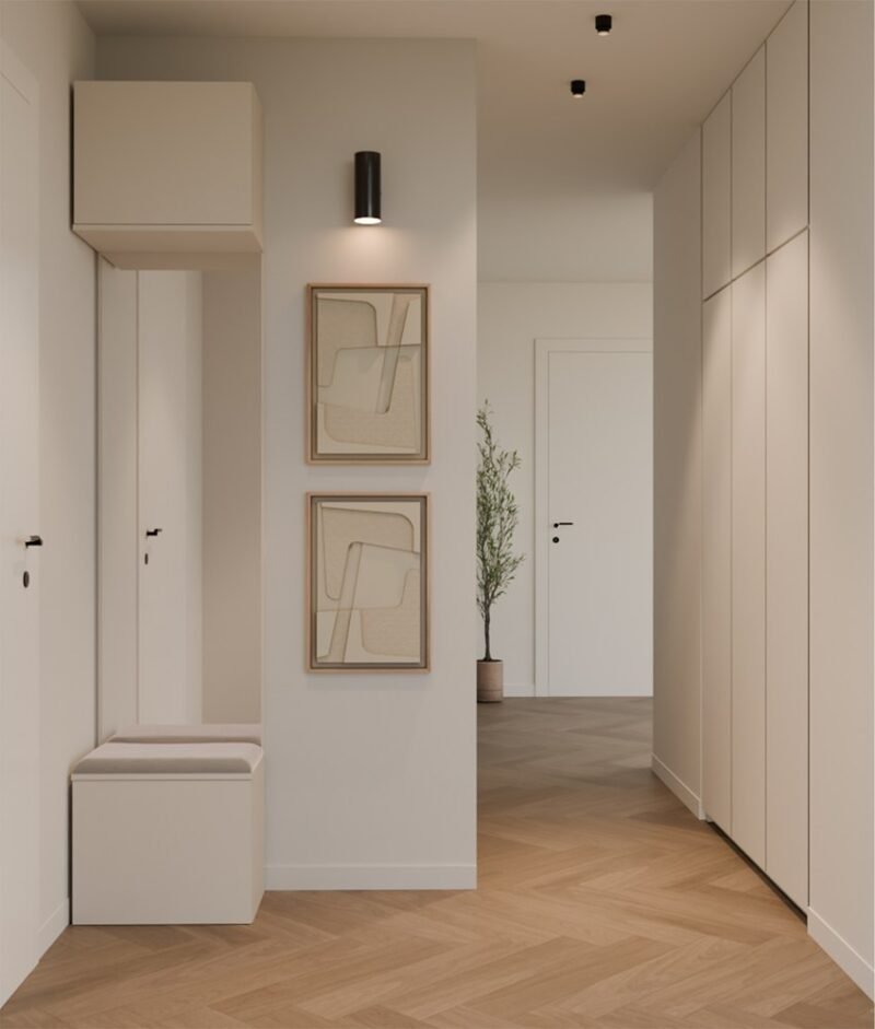 1lus1 Garderobemeubel HAGA 1L – 238 × 50 × 35 cm – Kasjmier beige