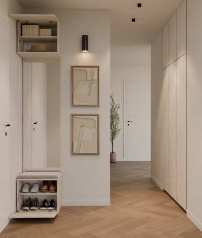 1lus6 Garderobemeubel HAGA 1L – 238 × 50 × 35 cm – Kasjmier beige