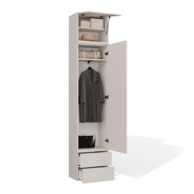 1s2s2 Garderobemeubel HAGA 1SZ2S Szafa 2 – 238 × 50 × 35 cm – Kasjmier beige – 2 laden