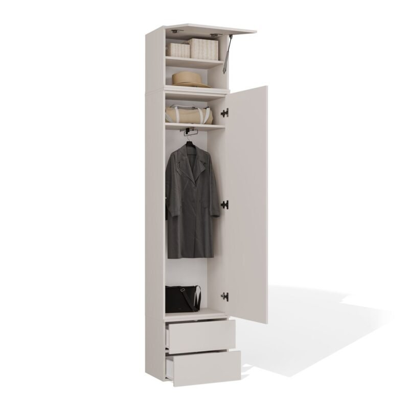 Garderobemeubel HAGA 1SZ2S Szafa 2 – 238 × 50 × 35 cm – Kasjmier beige – 2 laden