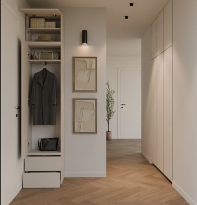 1s2s4 Garderobemeubel HAGA 1SZ2S Szafa 2 – 238 × 50 × 35 cm – Kasjmier beige – 2 laden