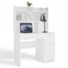 Bureau MIJAS – Mat wit / Wit – 4 laden – 4 planken – rechts – met opzetstuk