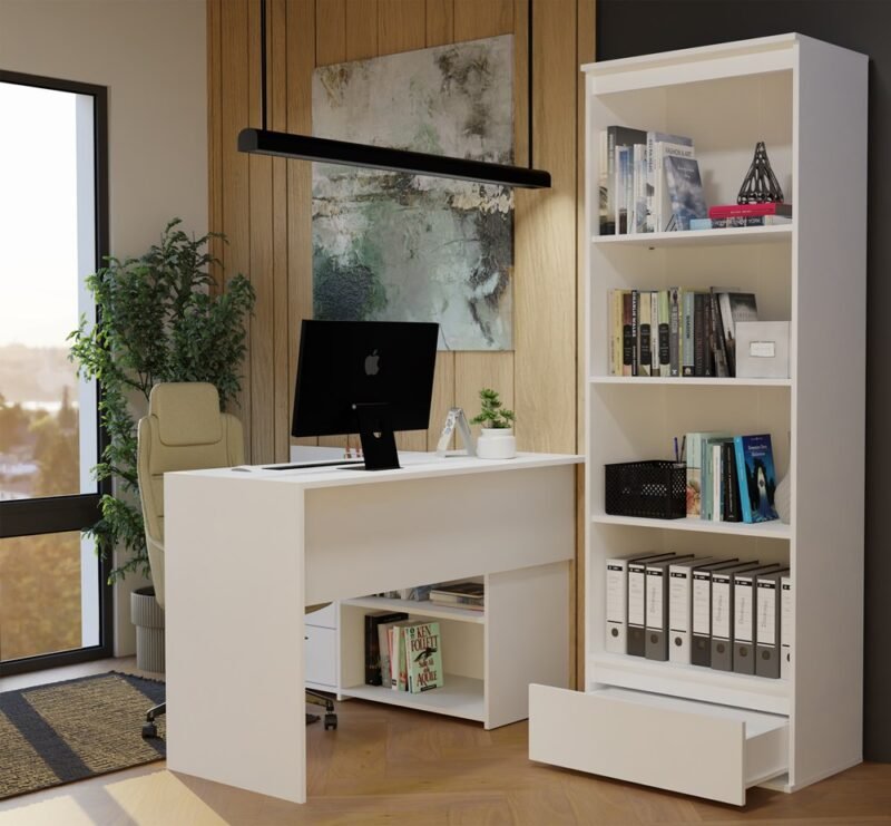 Rek PALERMO – Wit – 1 lade – 4 planken