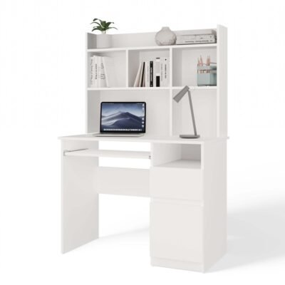 Bureau PORTO – Mat wit / Wit – rechts – met opzetstuk