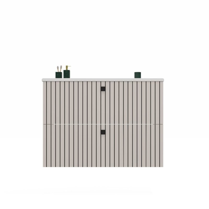20 Wastafelmeubel TIGO 80 2S – Kasjmier – geribbeld front – met wastafel