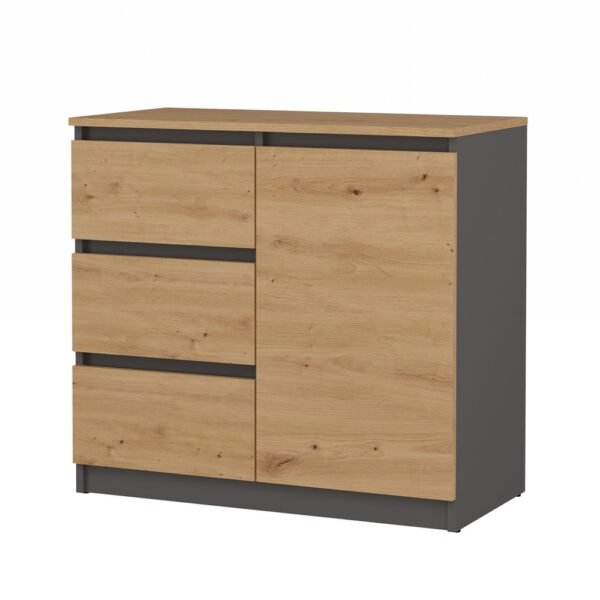 Dressoir Malwa 1D3S/BA – Artisan eiken / Antraciet