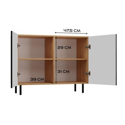 Dressoir KAMA 2D – Zwart / Artisan eiken