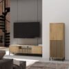 21 Vitrinekast KAMARO 2DK SLIM/GADKI – Artisan eiken – geribbeld front