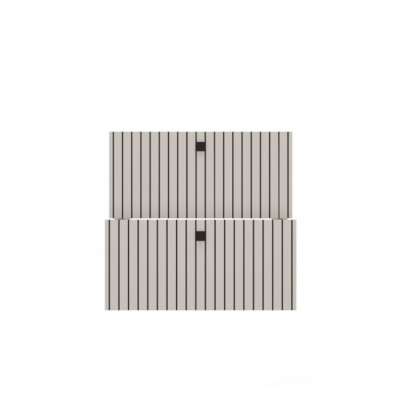 Wastafelmeubel TIGO 60 2S – Kasjmier – 2 laden – hangend – geribbeld front – met wastafel