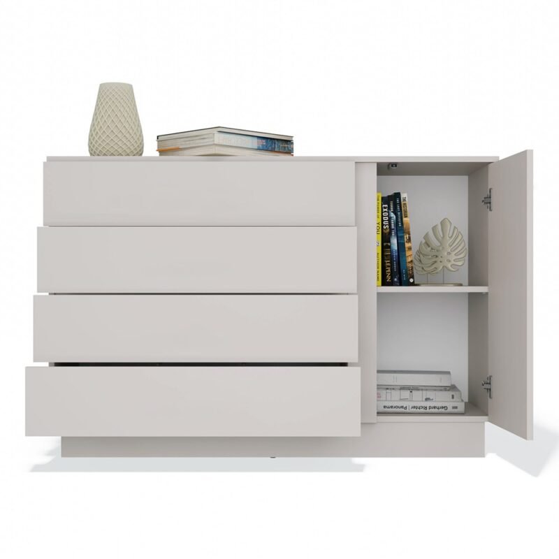 296 Dressoir AMBER 1D4S – Kasjmier beige – 4 laden – 1 deur