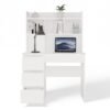 3 Bureau MIJAS – Mat wit / Wit – 4 laden – 4 planken – links – met opzetstuk