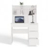 Bureau MIJAS – Mat wit / Wit – 4 laden – 4 planken – rechts – met opzetstuk