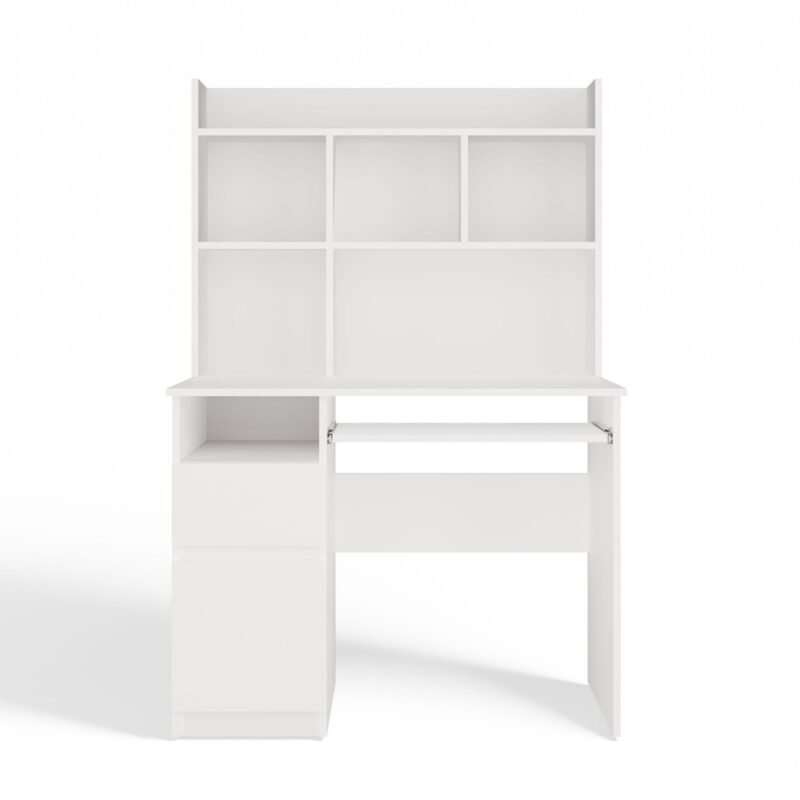 3 Bureau PORTO – Mat wit / Wit – links – met opzetstuk