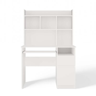 Bureau PORTO – Mat wit / Wit – rechts – met opzetstuk