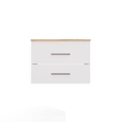 Wastafelmeubel NEL 60 – Artisan eiken / Wit – 2 laden – hangend – met wastafel