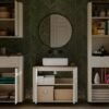 Badkamerkast CORDOBA 1D – Castello eiken / Kasjmier – 2 planken – hangend