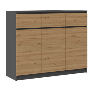 Dressoir Malwa 3D3S – Antraciet / Artisan eiken