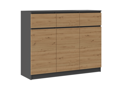 3D3S-KOMODA_ Dressoir Malwa 3D3S – Antraciet / Artisan eiken
