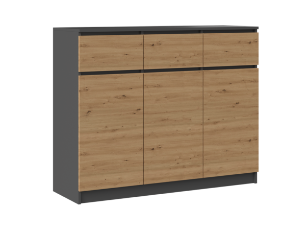 Dressoir Malwa 3D3S – Antraciet / Artisan eiken