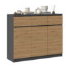3D3S-KOMODA_d Dressoir Malwa 3D3S – Antraciet / Artisan eiken