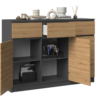 3D3S-KOMODA_o Dressoir Malwa 3D3S – Antraciet / Artisan eiken