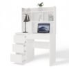 4 Bureau MIJAS – Mat wit / Wit – 4 laden – 4 planken – links – met opzetstuk