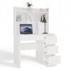Bureau MIJAS – Mat wit / Wit – 4 laden – 4 planken – rechts – met opzetstuk
