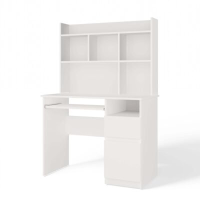 Bureau PORTO – Mat wit / Wit – rechts – met opzetstuk