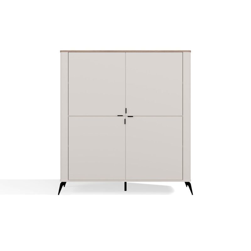 4dbrylka3 Dressoir CORDOBA 4D – Castello eiken / Kasjmier beige – 4 deuren – 8 planken