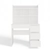 Bureau MIJAS – Mat wit / Wit – 4 laden – 4 planken – rechts – met opzetstuk