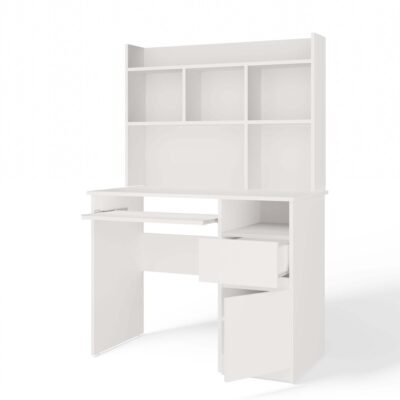 Bureau PORTO – Mat wit / Wit – rechts – met opzetstuk