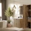 602SWIZUALIZACJA3 Wastafelmeubel TIGO 60 2S – Evoke eiken – 2 laden – hangend – geribbeld front – met wastafel